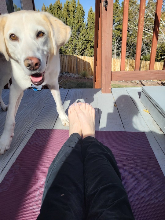 Cindy Geiger with Dog for Yoga